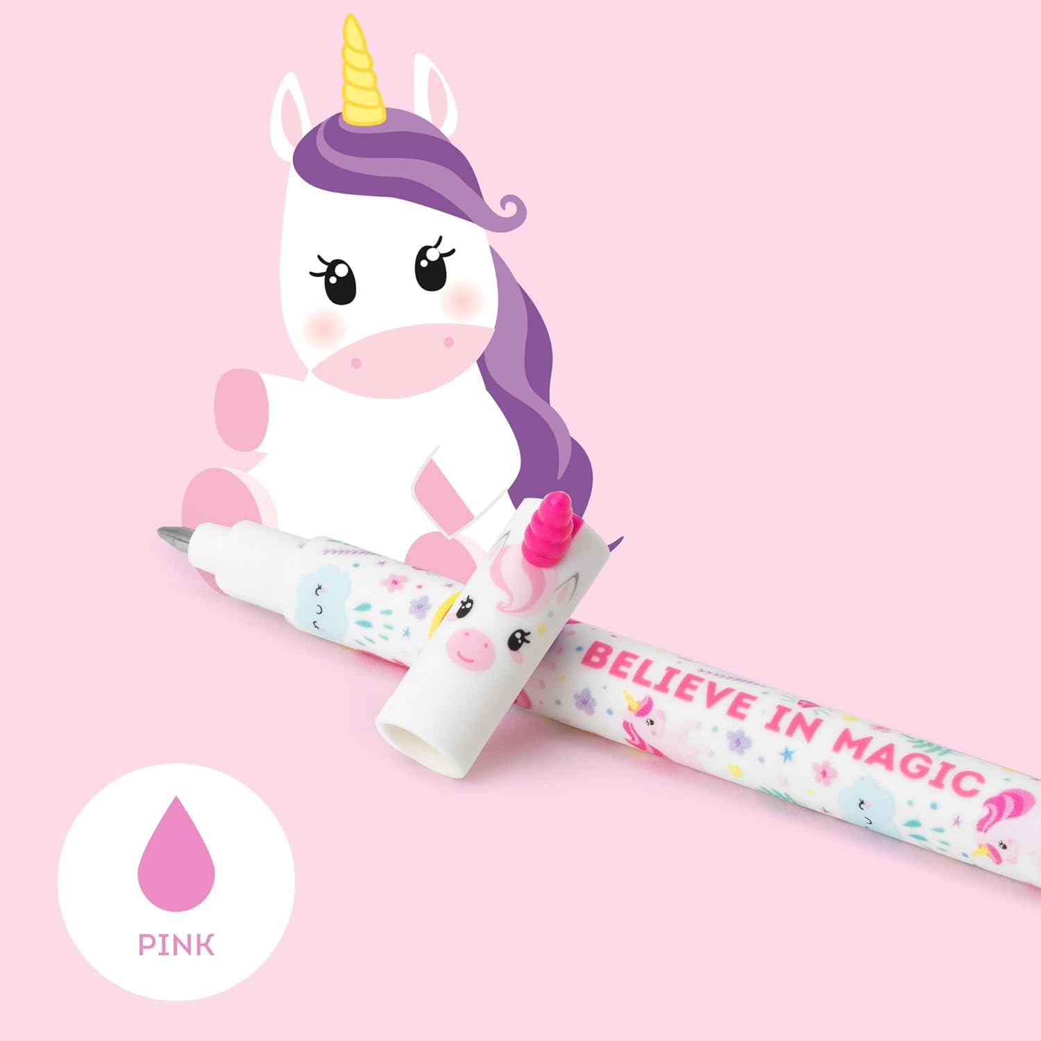 Penna Gel Cancellabile Erasable Pen Unicorno Colore Rosa