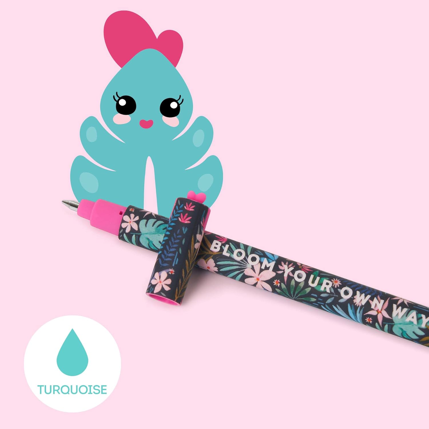 Penna Gel Cancellabile Erasable Pen Flora Colore Turchese