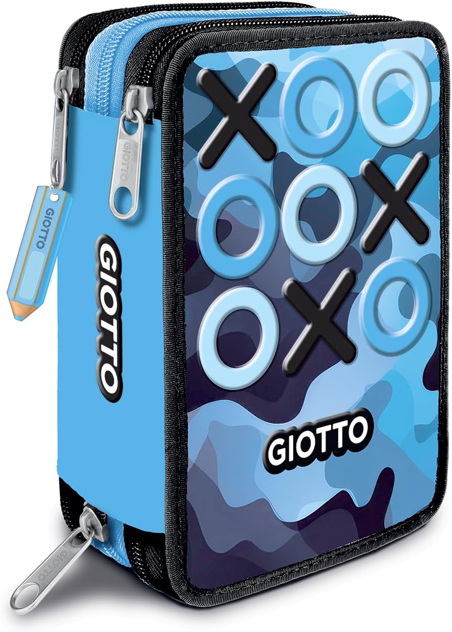 Astuccio 3 zip Tris - Azzurro