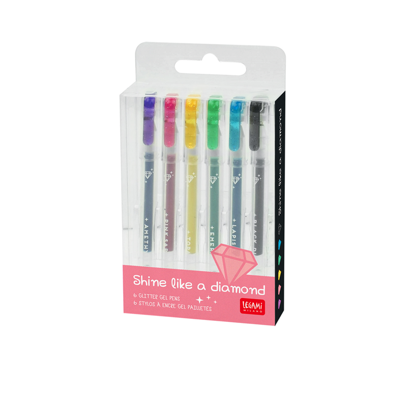 Set di 6 mini penne Gel Glitter Legami Shine Like A Diamond