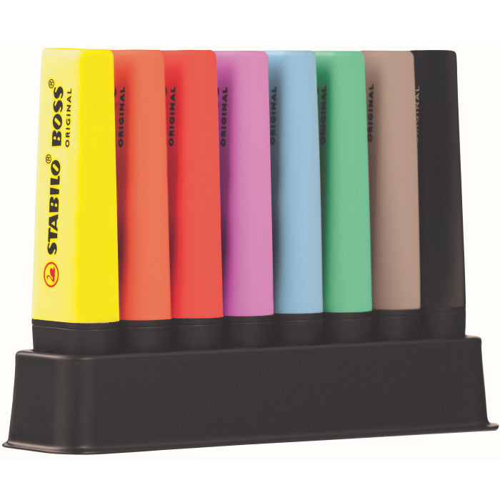 DESK SET 8 EVIDENZIATORI BOSS ORIGINAL+PASTEL+NATURE+NERO