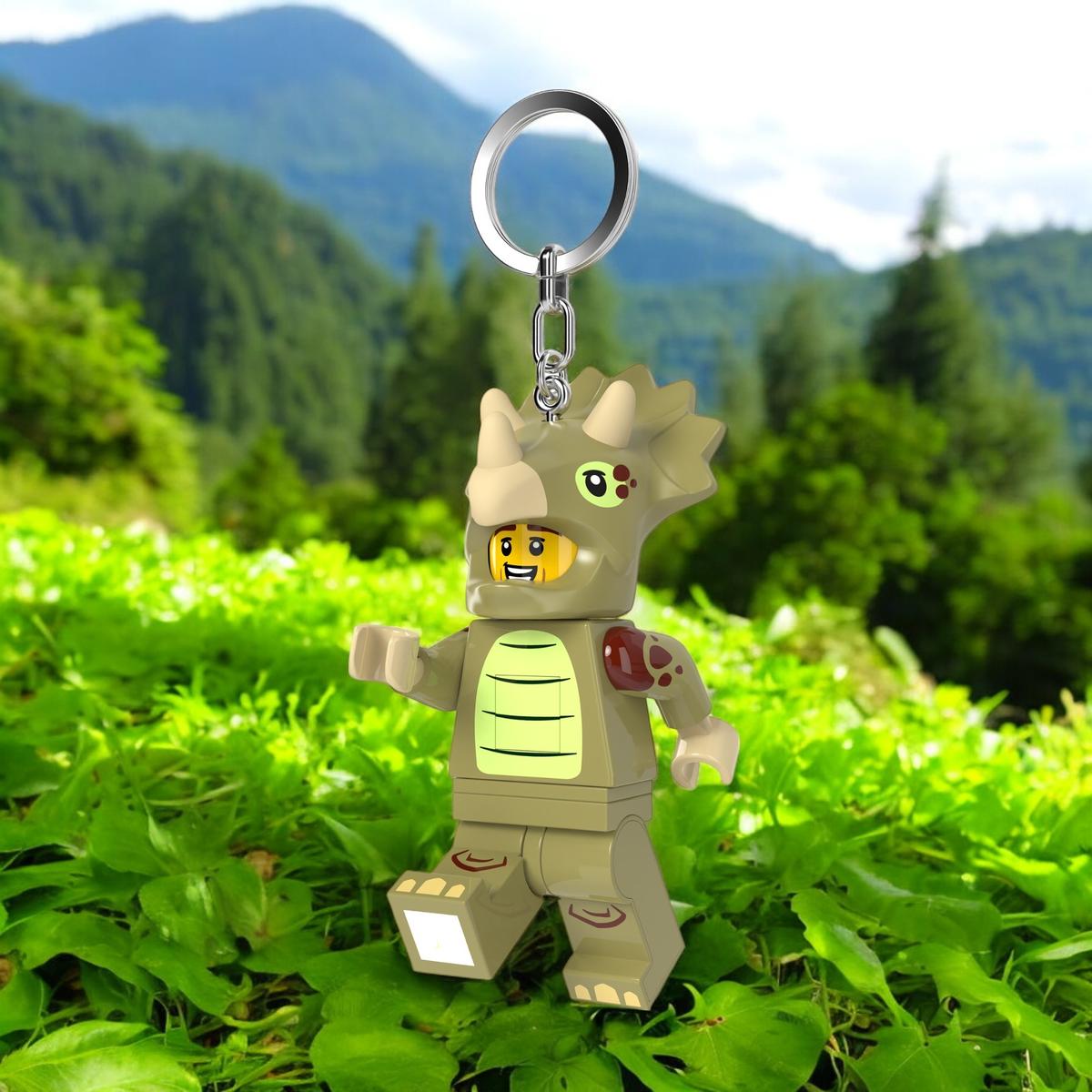 Torcia portachiavi LED - Fan con costume di Triceratopo