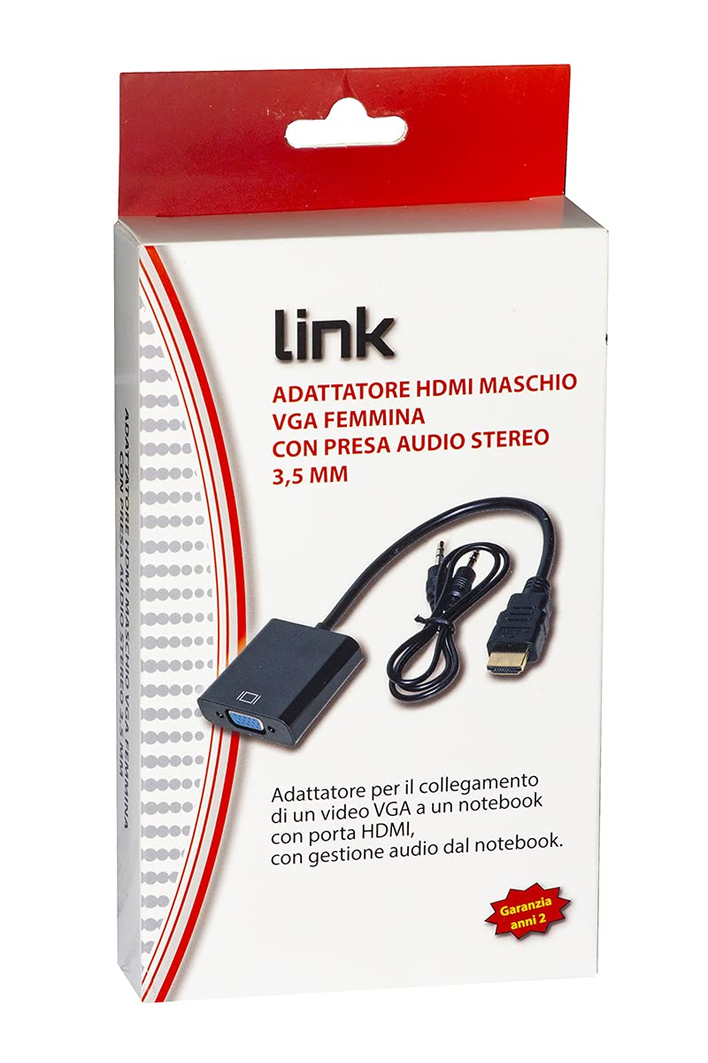 ADATTATORE LINK HDMI MASCHIO VGA FEMMINA CON PRESA AUDIO