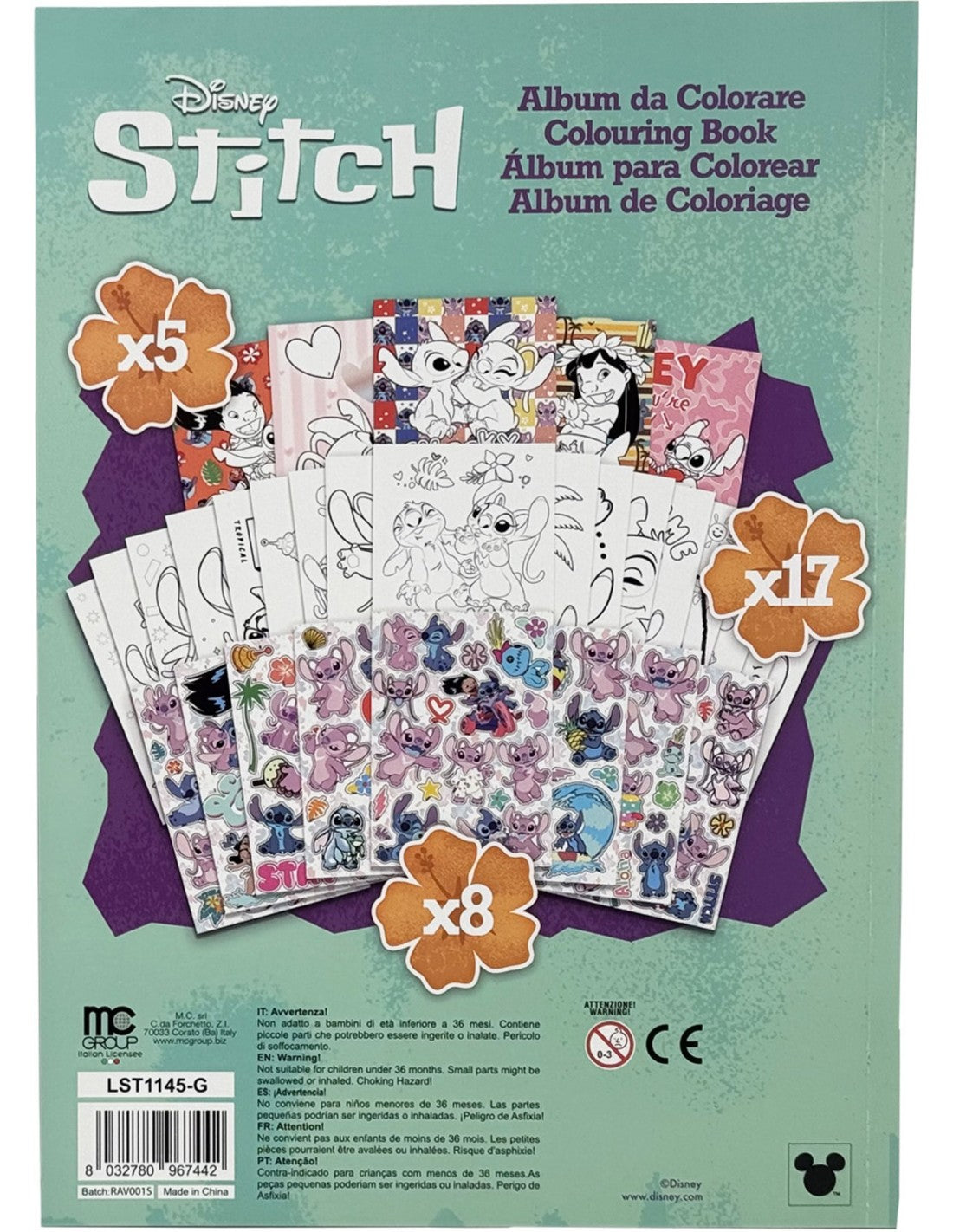 Disney Stitch e Angel - Album da colorare con adesivi