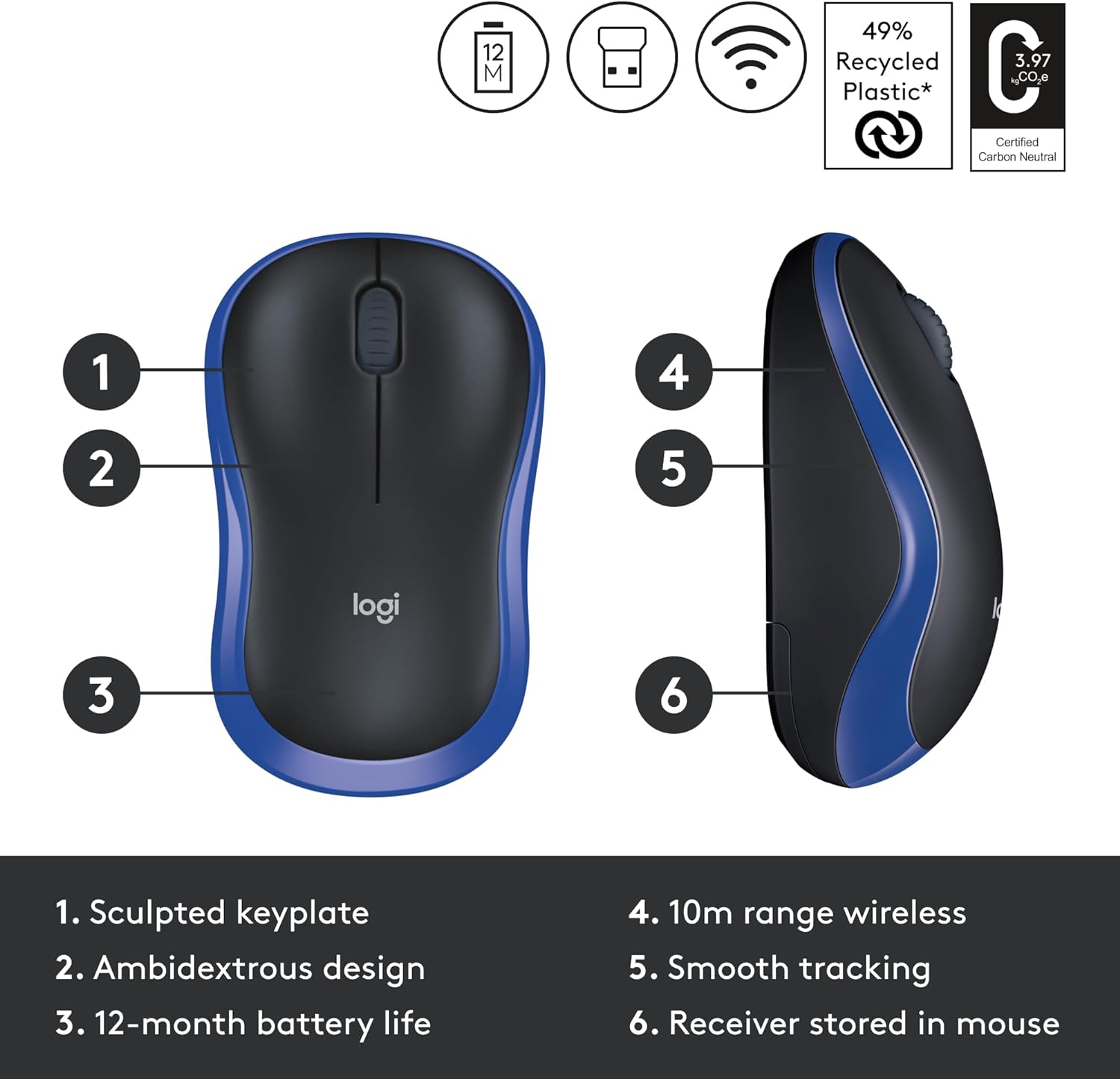 MOUSE WIRELESS M185 BLU