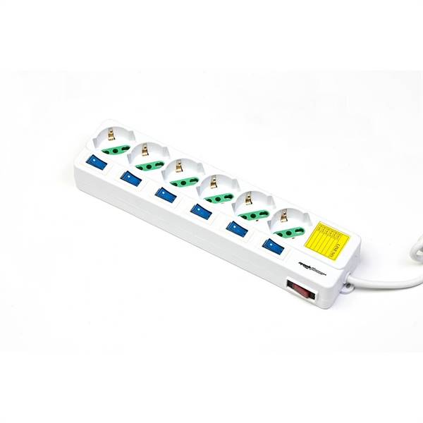 Multipresa 6 ingressi  6 BIPASSO/SCHUKO  spina italiana