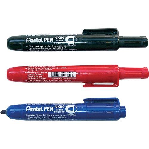 Marcatore permanente a scatto Pentel tonda 1 mm Blu