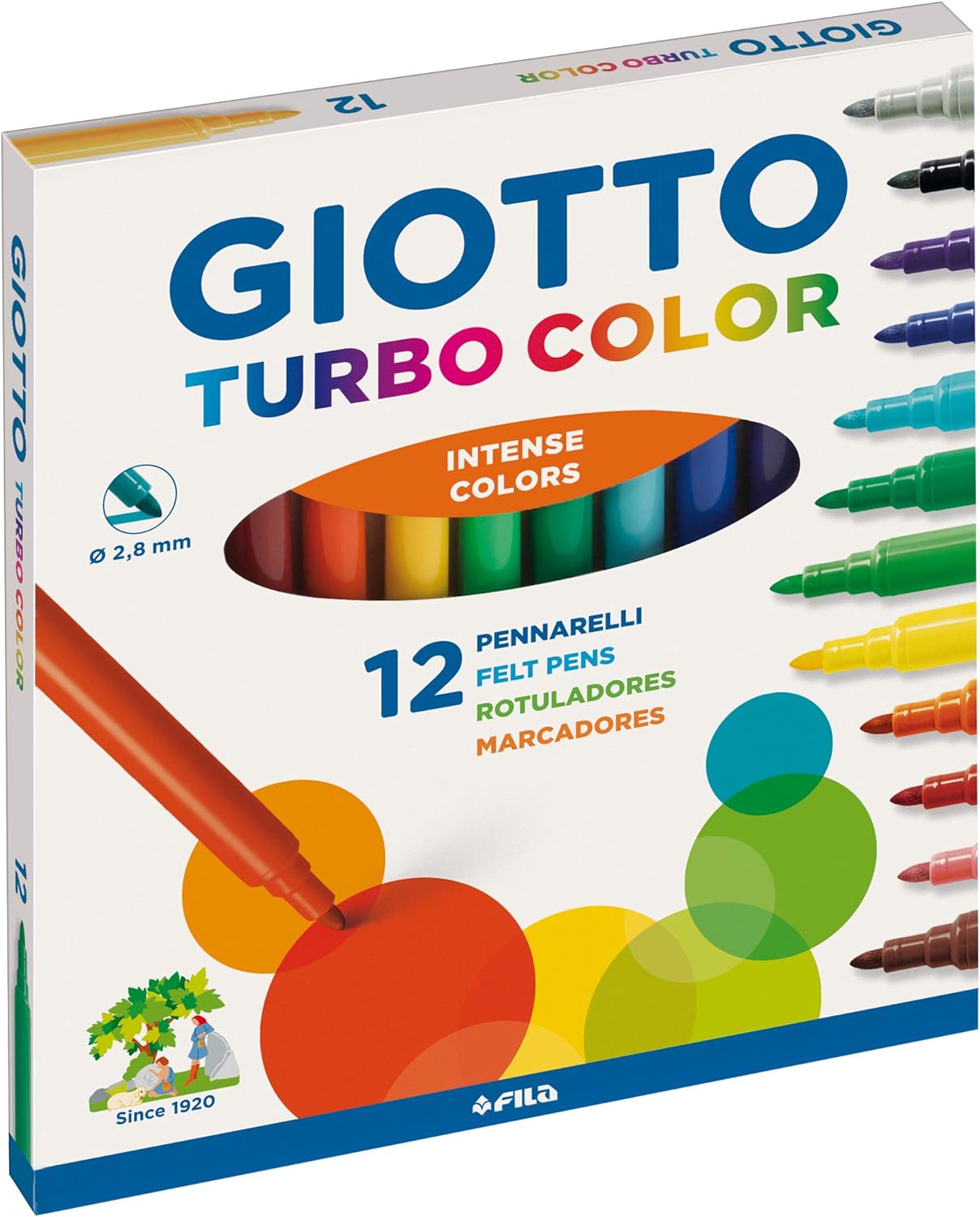 Pennarelli Giotto Turbo color. Scatola 12 colori assortiti