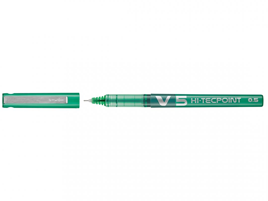 Hi-Tecpoint V5 Penna roller punta fine verde