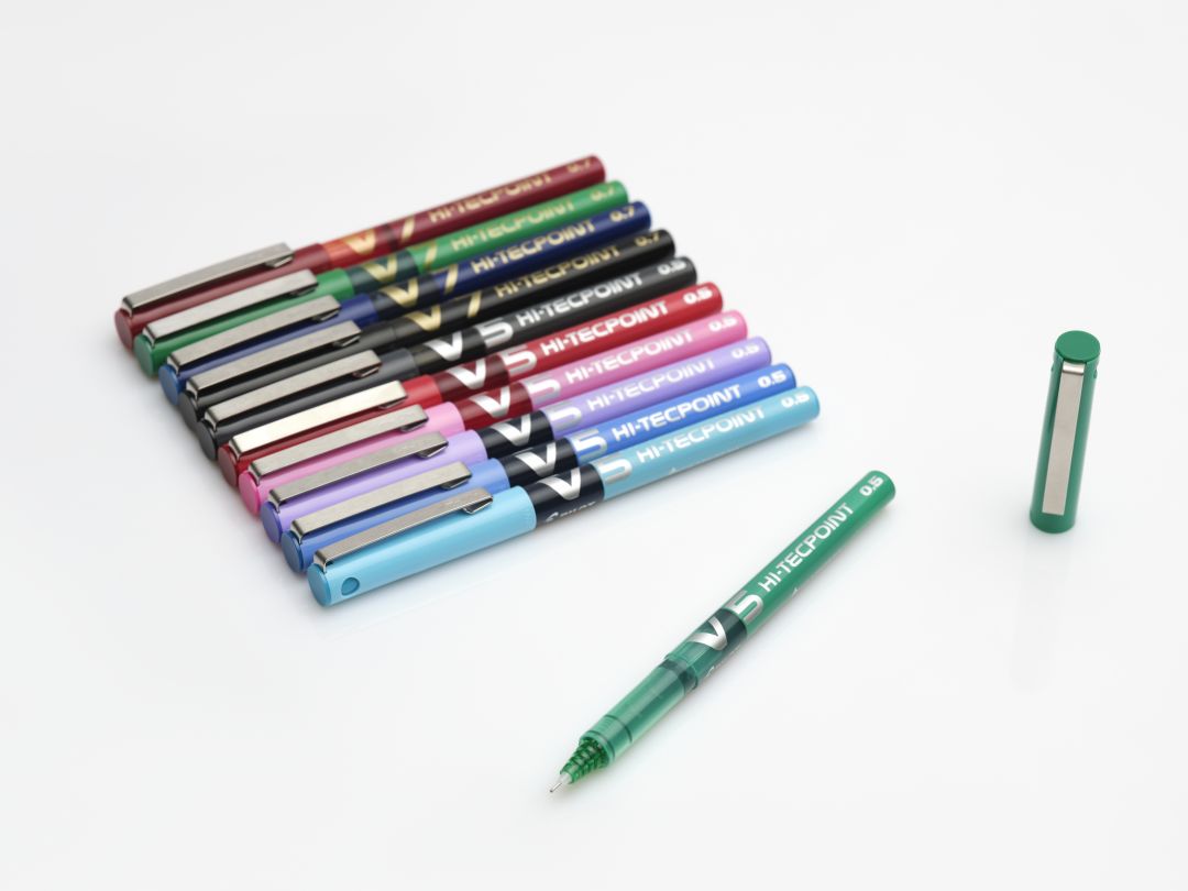 Hi-Tecpoint V5 Penna roller punta fine verde