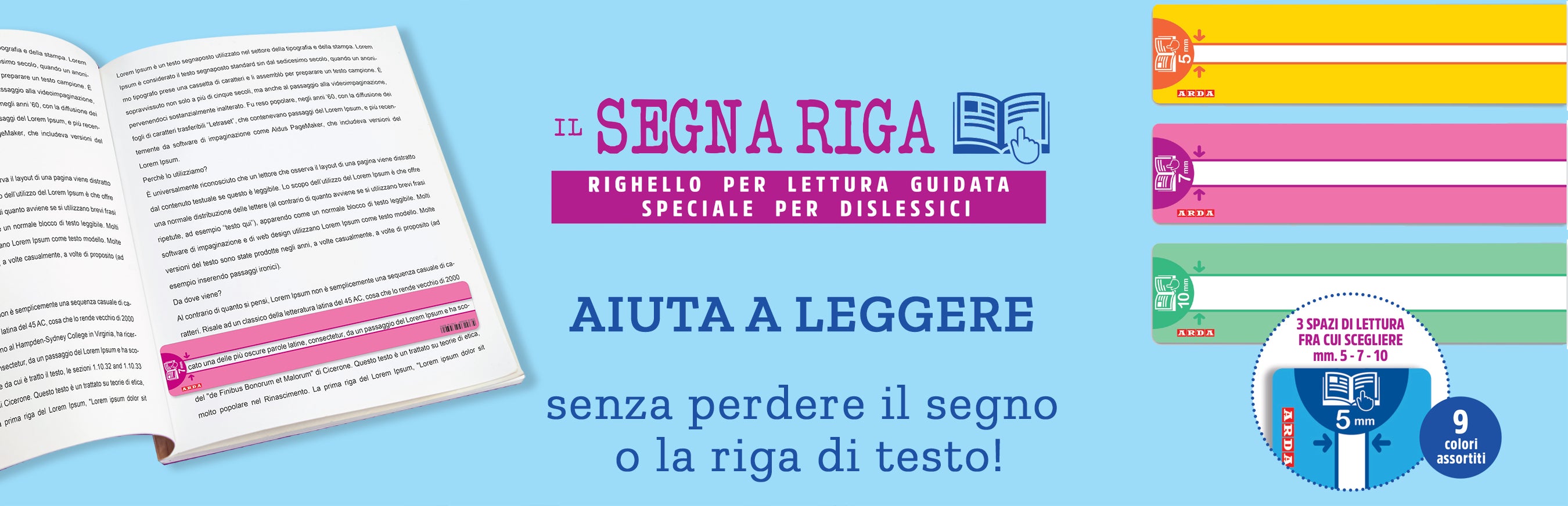 RIGHELLI ARDA SEGNA RIGA DIDATTICI SPAZIO DI LETTURA 10MM