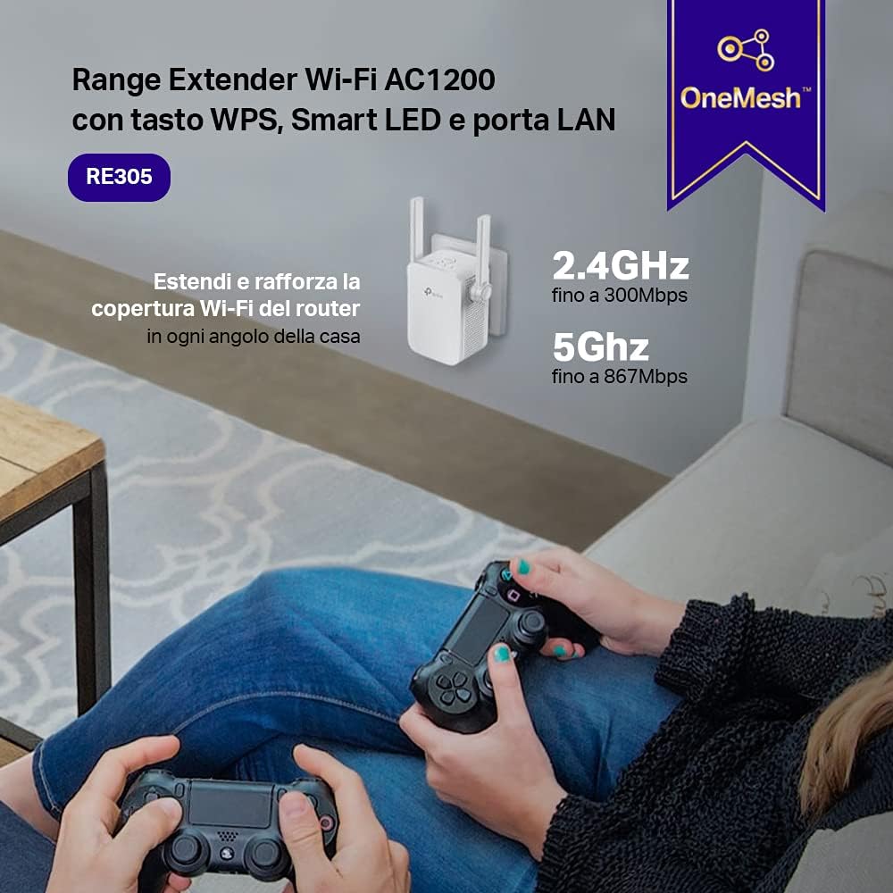 WIRELESS RANGE EXTENDER TP-LINK AC1200 DUAL BAND 5GHZ 2 4GHZ