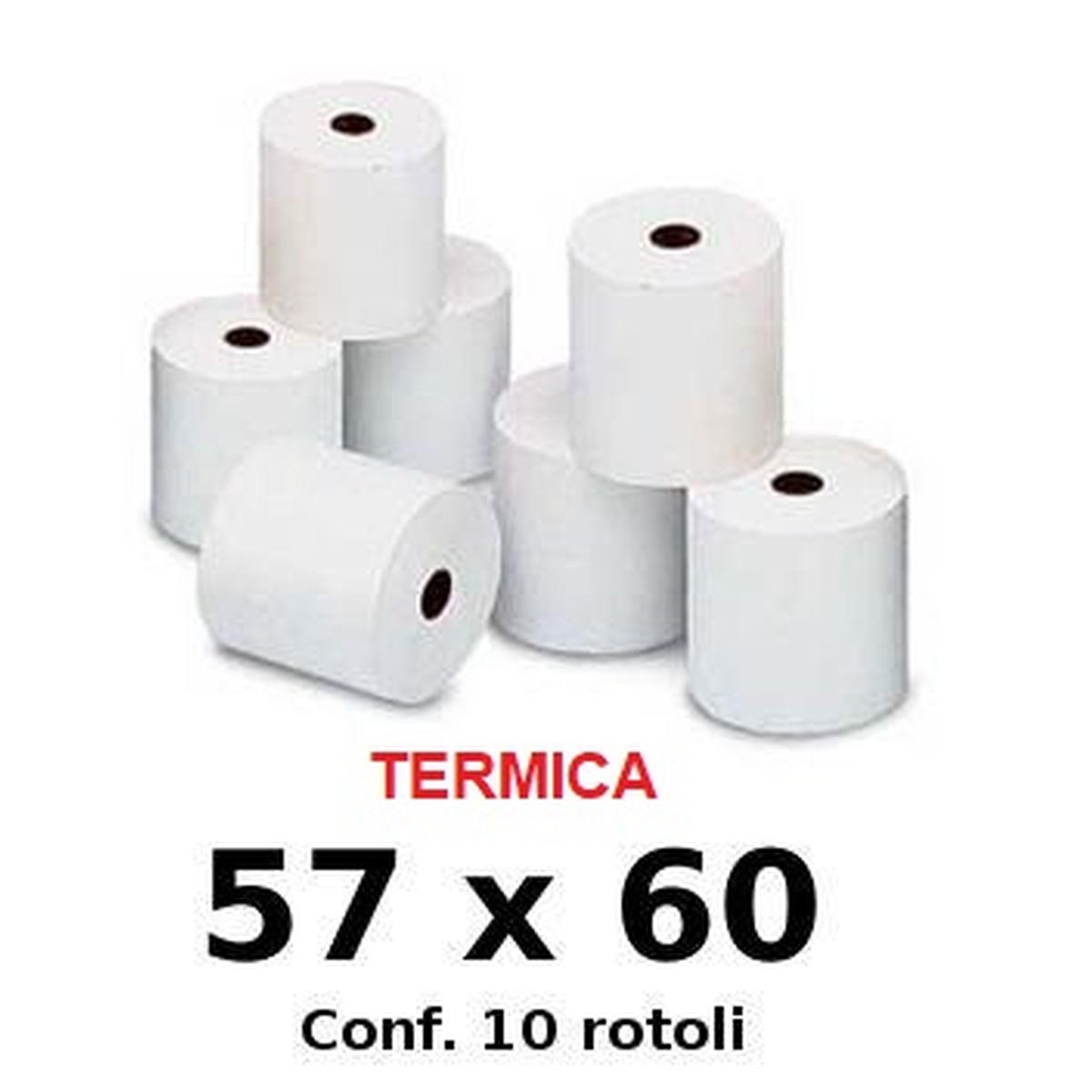 CF 10 PZ Rotoli per calcolatrice 57x60 carta comune