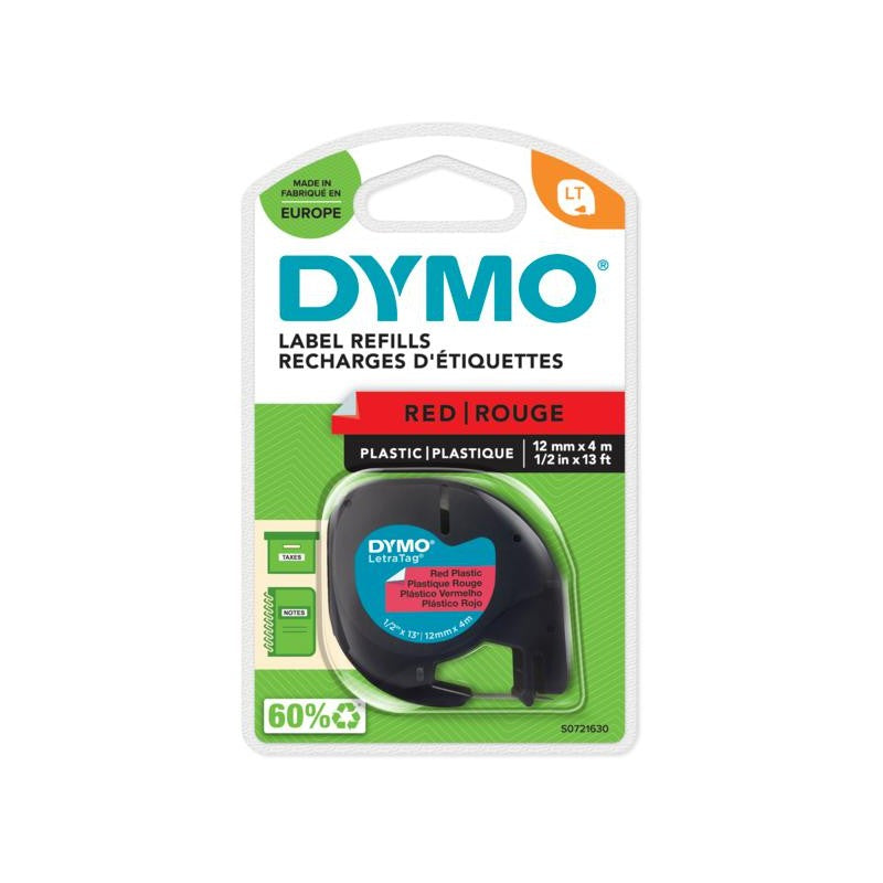 Dymo nastro letratag in plastica mm 12 x 4m Red Rouge