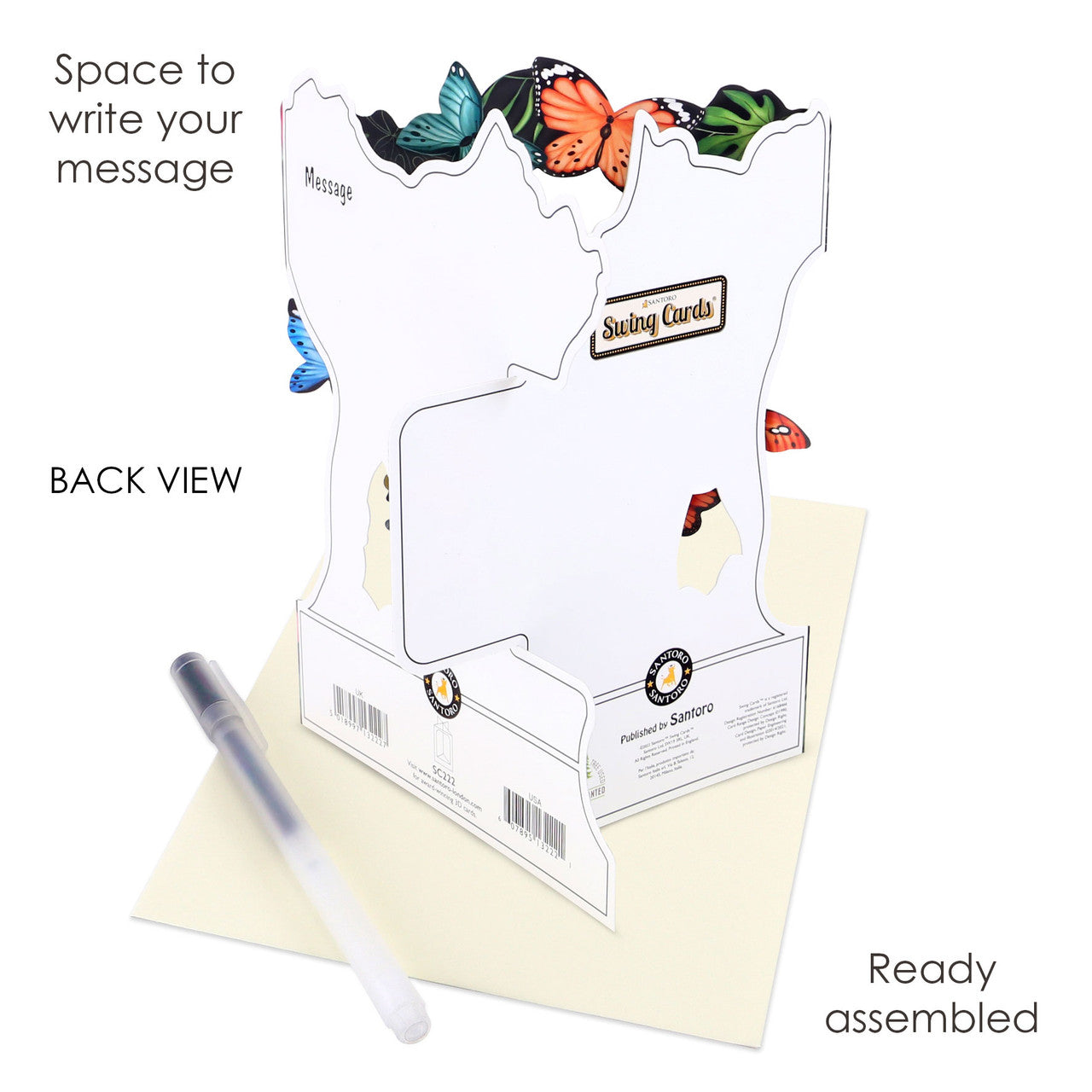 Santoro Swing Cards 3D Pop-Up - Farfalle Tropicali