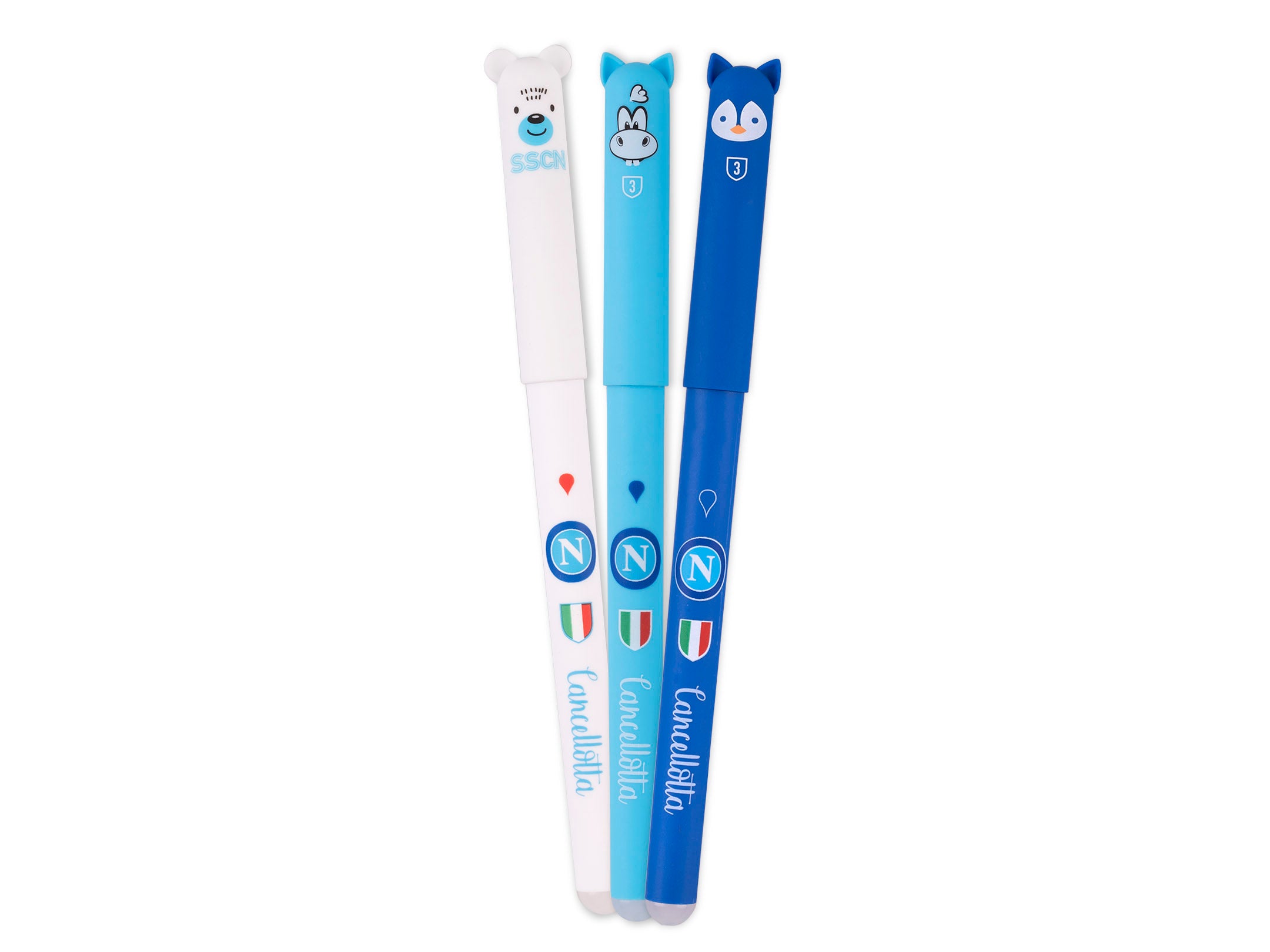 Penna gel Cancellotta SSC Napoli 3pz SSCN23034 2 blu +1 rs