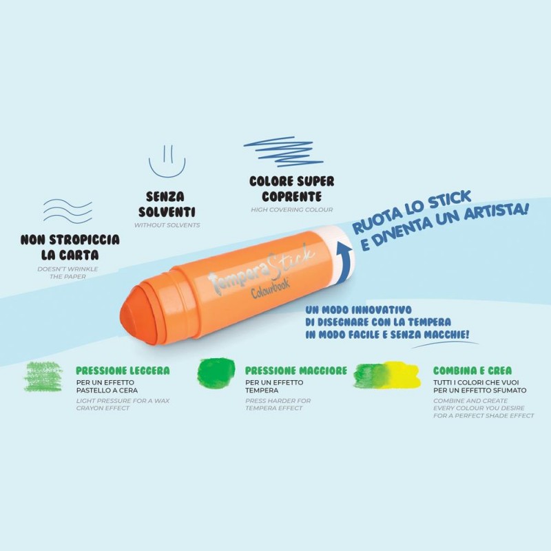 COLOURBOOK KIDS TEMPERA STICK 12 COL. ASS