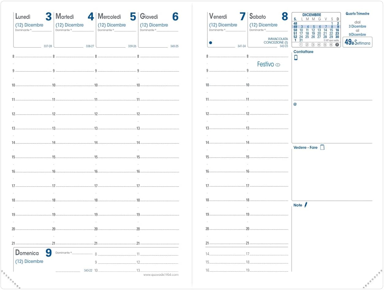 Quo Vadis Ministro Agenda Settimanale 2025 16x24cm (015998Q)