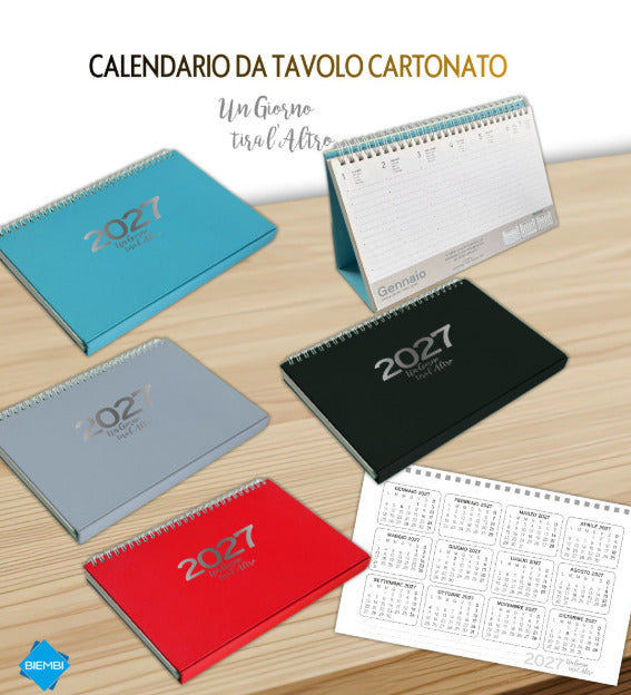 Calendario da tavolo cartonato con spirale 2027 - Rosso