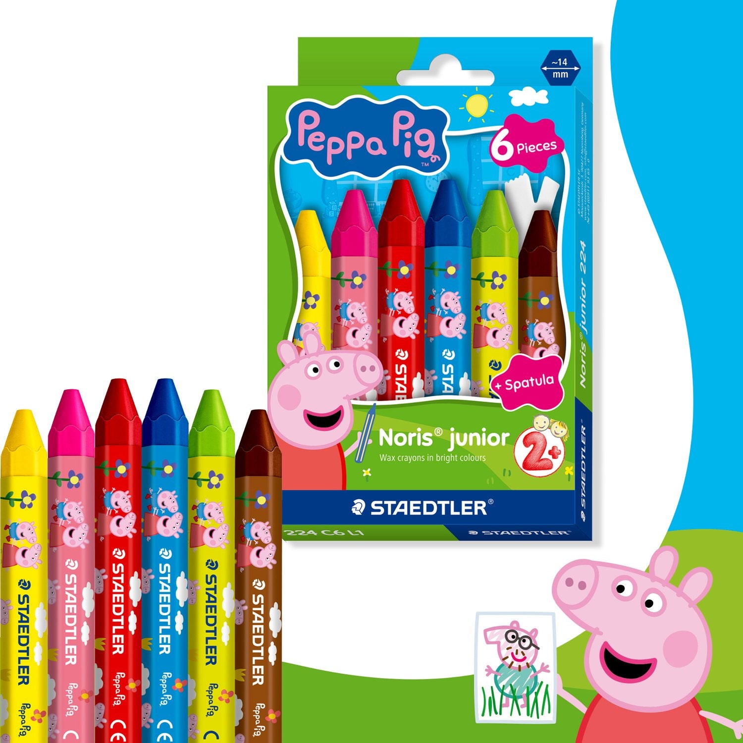 Cf.6 Pastelli a cera Noris® junior for Peppa Pig