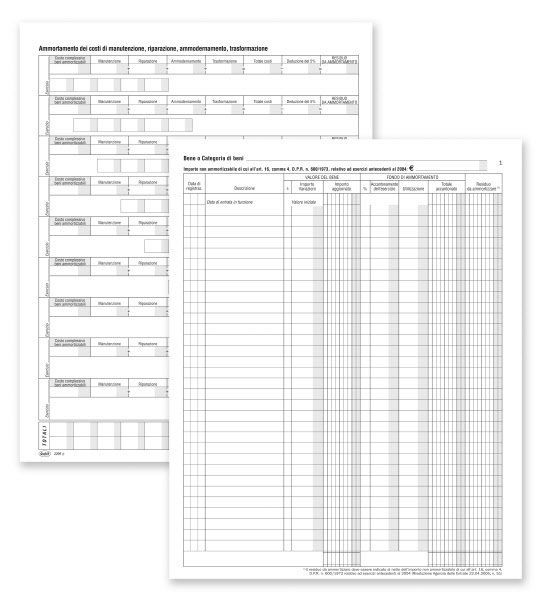 Registro Beni ammortizzabili - 97 pagine pr. 31x24.5 cm