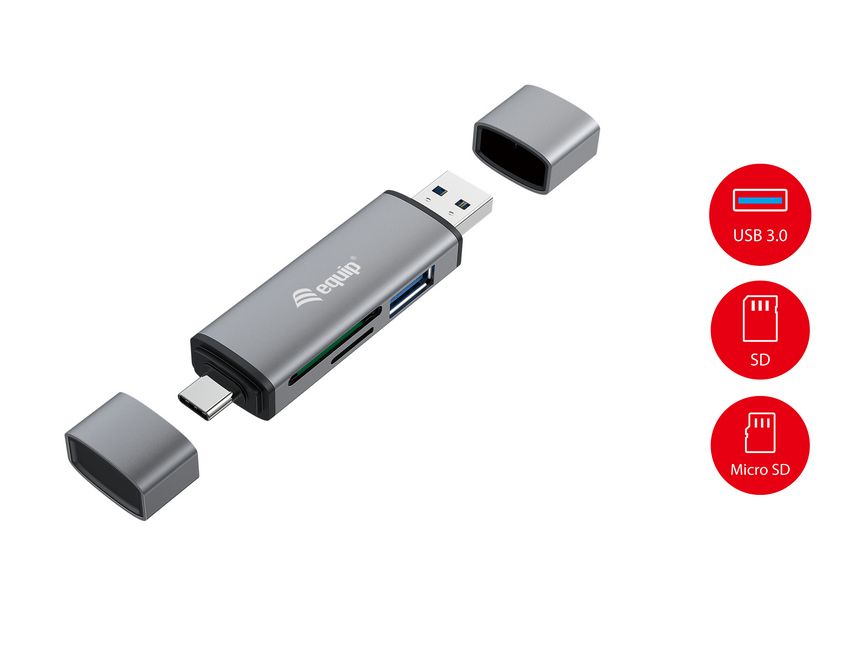 LETTORE DI SCHEDE CON HUB USB 3.0 ALL IN ONE OTG EQUIP