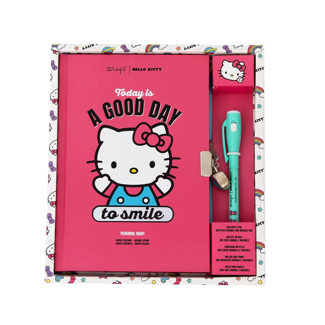 Diario personale Hello Kitty con penna invisibile e inch.blu