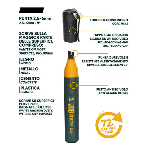 MARCATORE INDUSTRIALE SPIL JOB PUNTA SCALPELLO 2.5-6 mm NERO