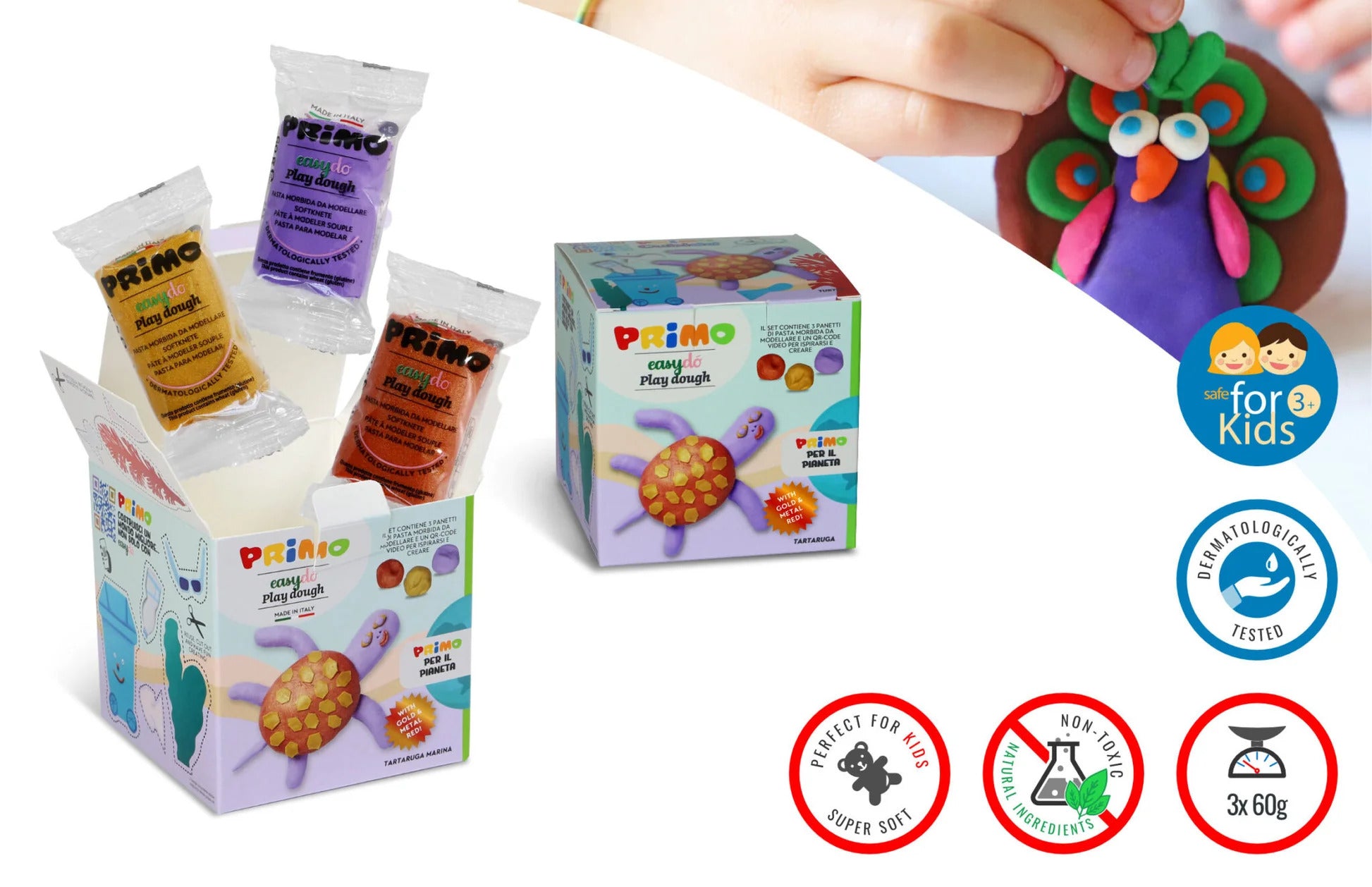 Pasta da Modellare Primo Easydo Cubidò 3 Colori - Tartaruga