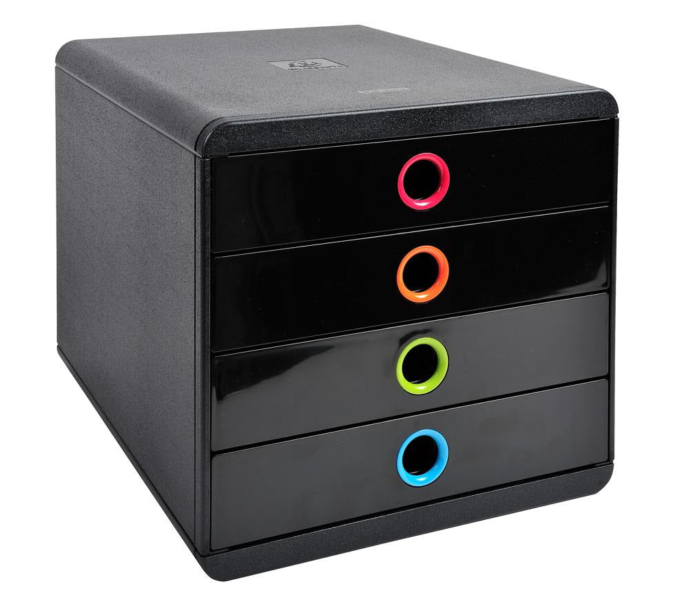Cassettiera Pop-Box 4 cassetti BlackOffice Nero/arlecchino