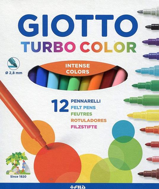 Pennarelli Giotto Turbo color. Scatola 12 colori assortiti