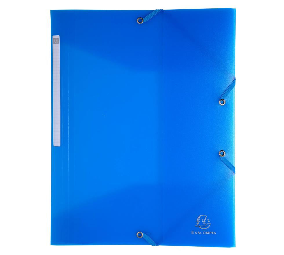 Cartella 3 lembi con elastici in polipropilene - Blu