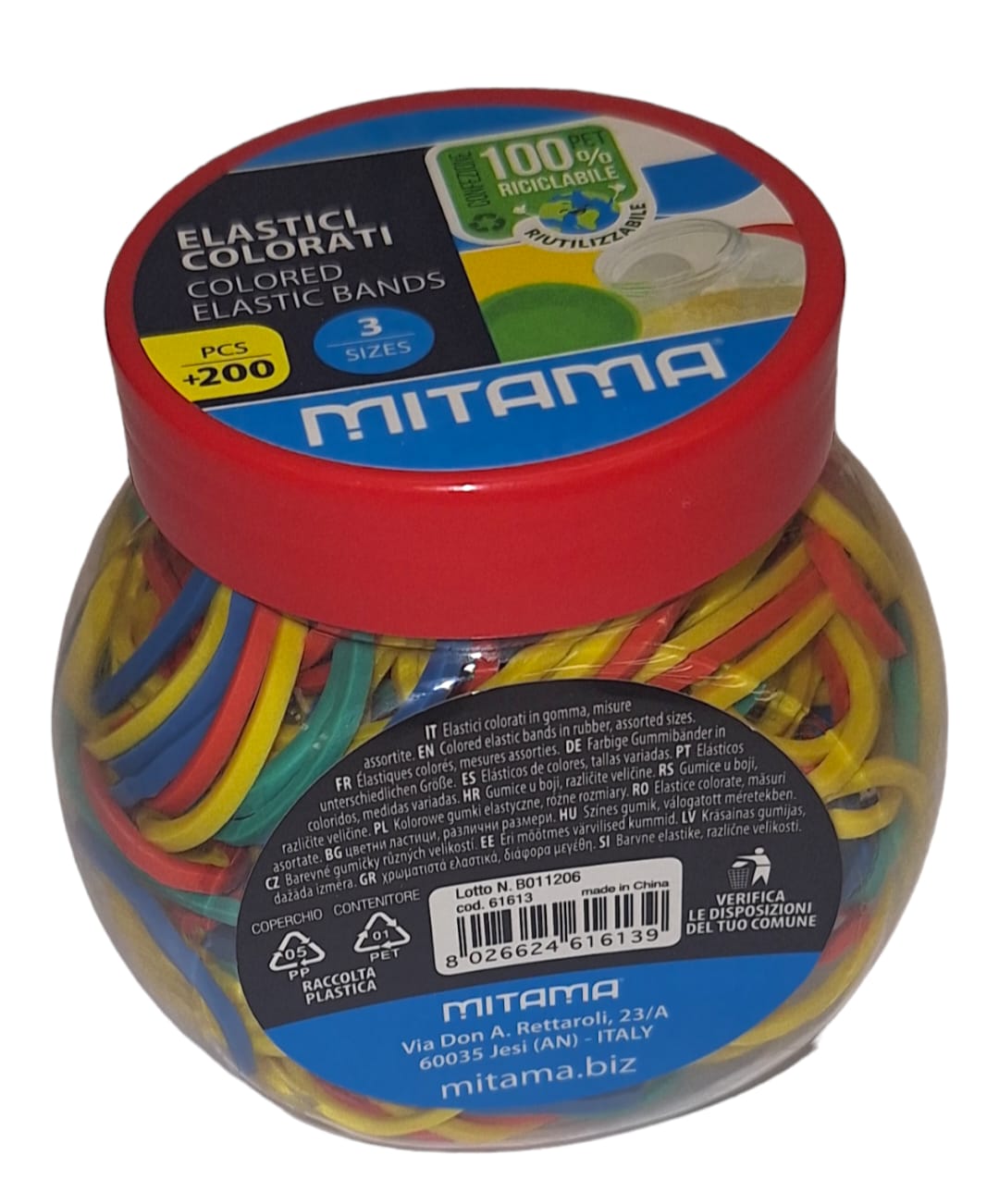 Sacchetto Gomme Elastiche Multicolore - 1000g Con Taglie Assortite Per Ufficio E Casa