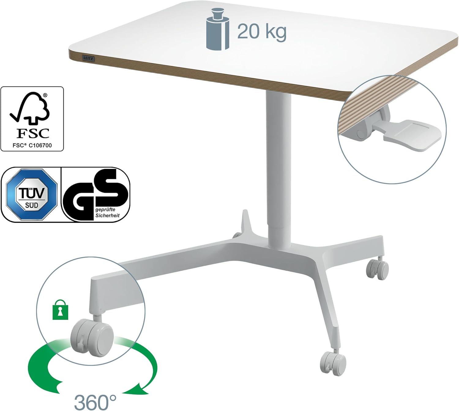 Leitz Ergo Scrivania ErgonomicaMobile Regolazione Pneumatica