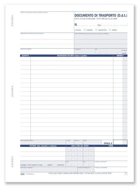 Documento di trasporto Blocco 33x3 fogli autoricalcante
