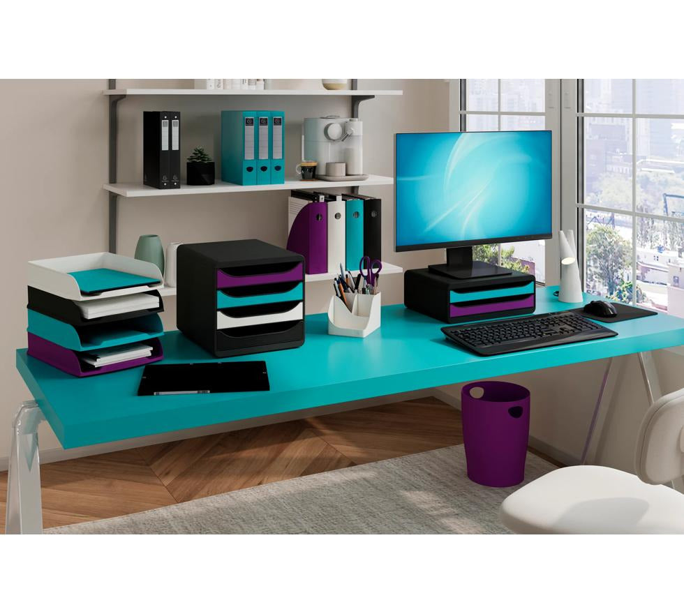 Flex Box Office 3 scomparti - Colori assortiti - New - Viola
