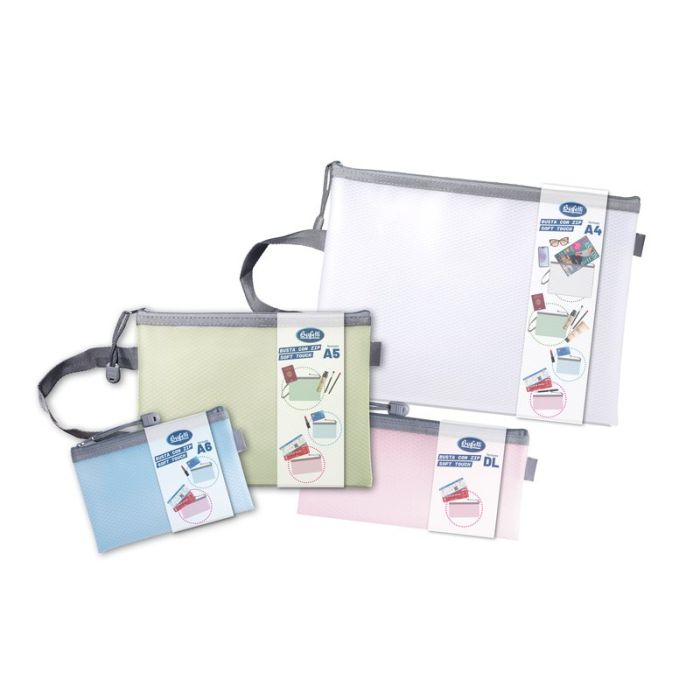 Busta con zip soft touch A4  24x33 cm  bianco