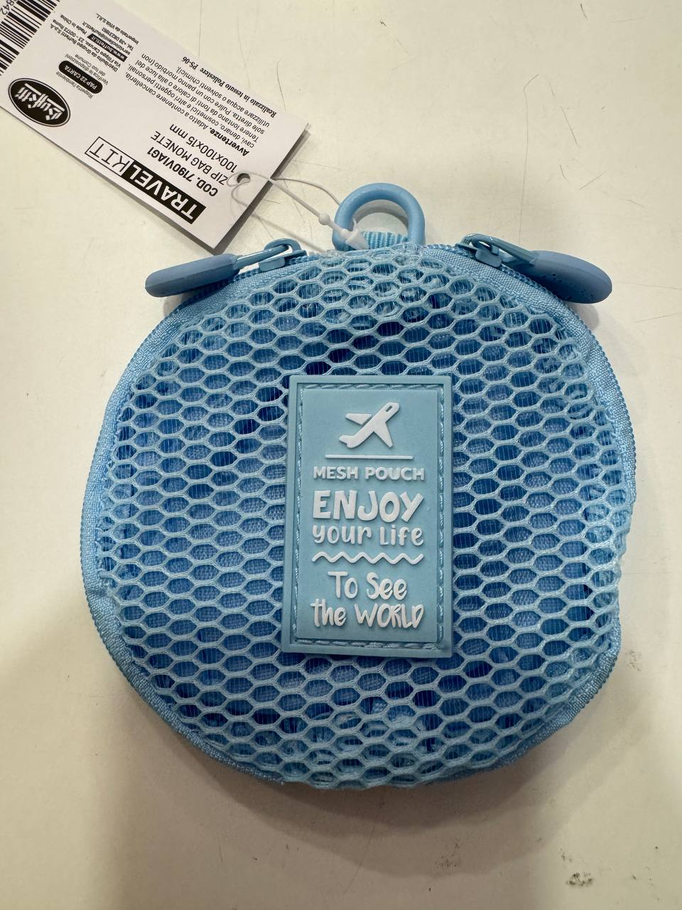 Travel bag porta monete con zip - Pastel Azzurro