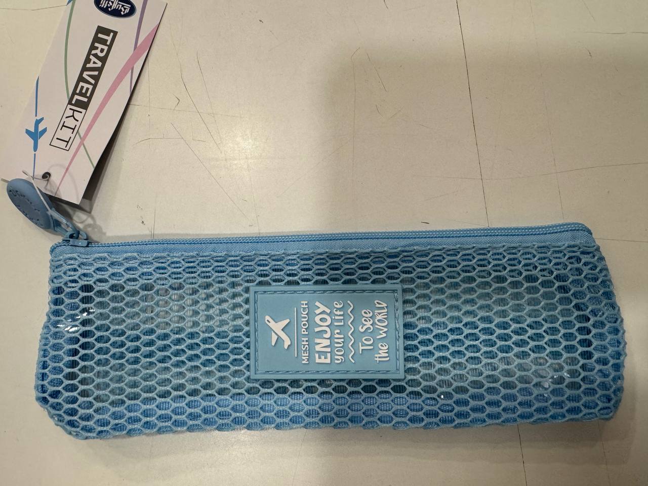 Portapenne con elastico e zip - Pastel Azzurro