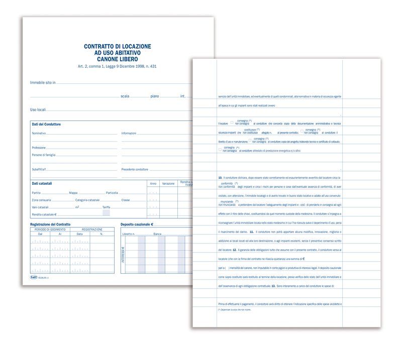 CF 10 PZ FASCICOLO CONTRATTO DI LOCAZIONE PER USO ABITAZIONE