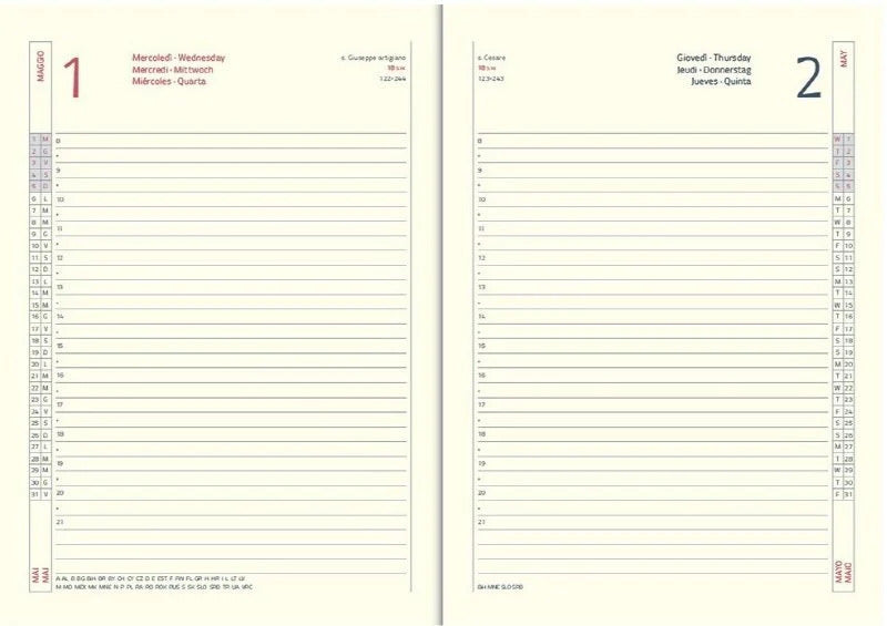 Refill Agenda giornaliera 12 mesi  2027 - Avorio