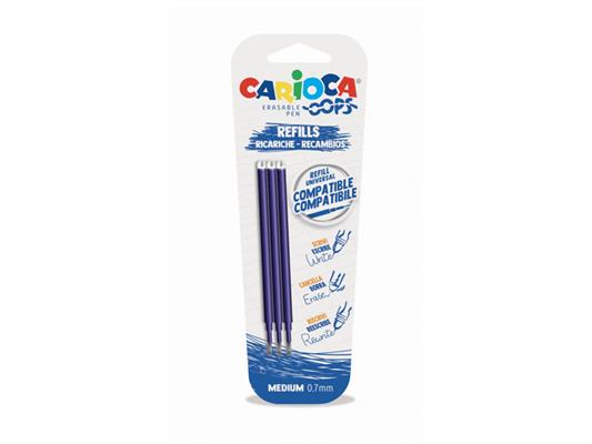 Refill penna cancellabile Oops Carioca blu 3PZ