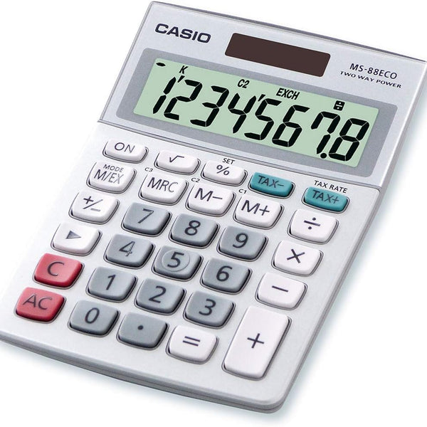 Casio MS-88 ECO Calcolatrice Da Tavolo - 40% Plastica Riciclata, 8 Cifre