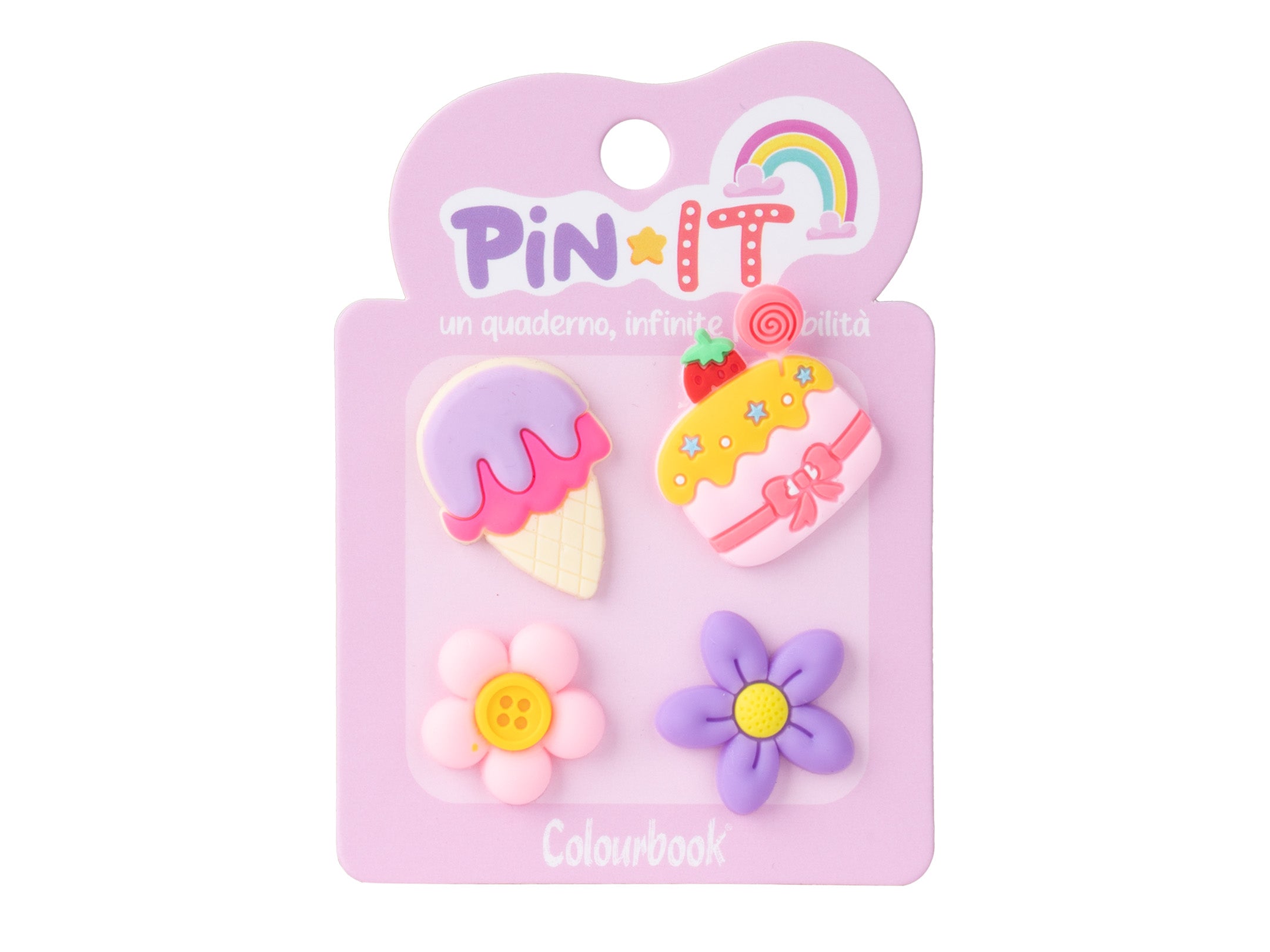 Set 4 Pezzi Pin It Ice Cream & Flowers