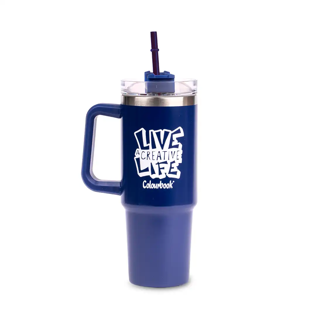 Borraccia termica con cannuccia 900ml Colour Slurp - Blu