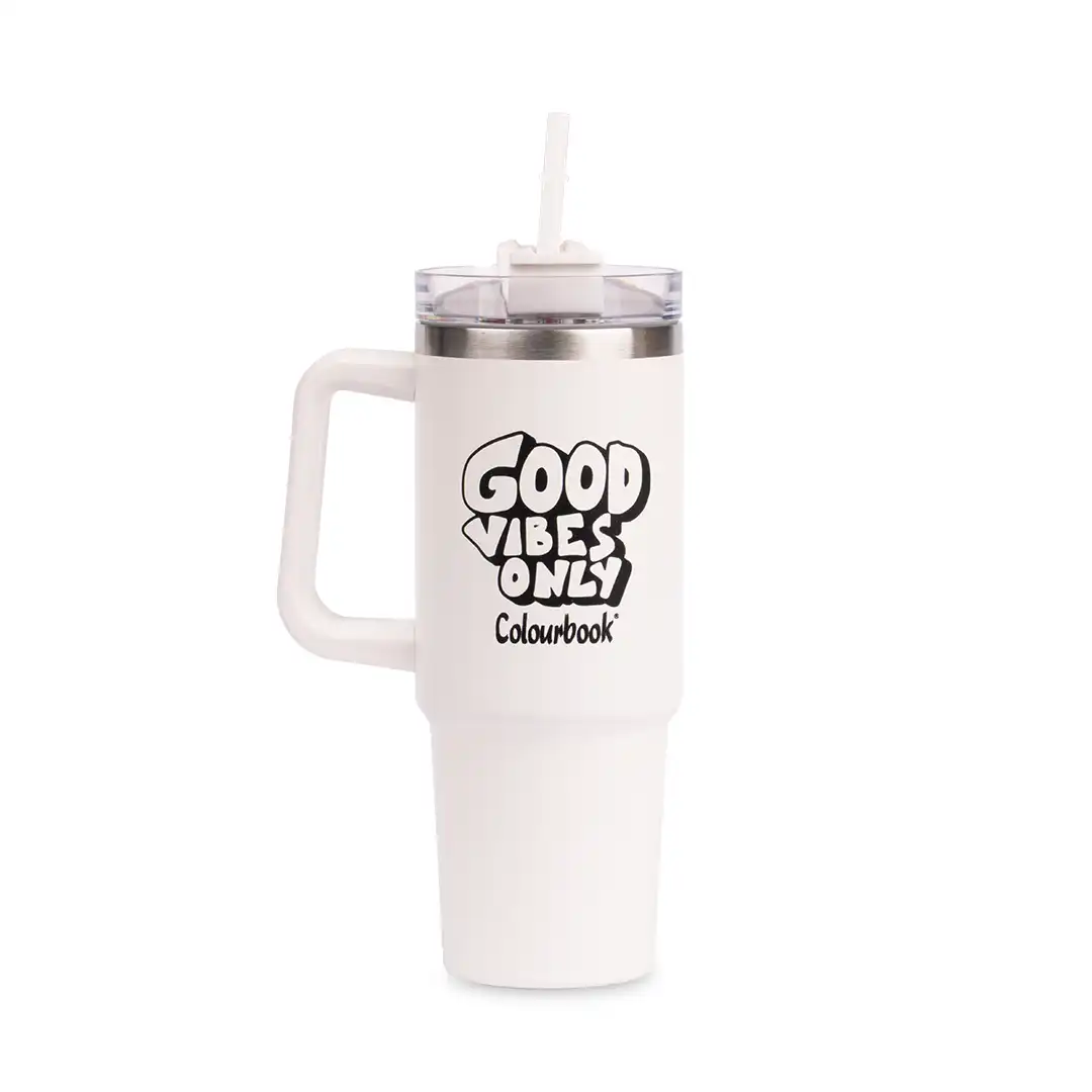 Borraccia termica con cannuccia 900ml Colour Slurp - Bianco