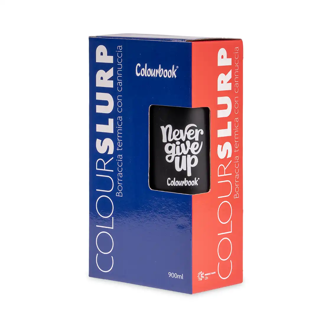 Borraccia termica con cannuccia 900ml Colour Slurp - Nero