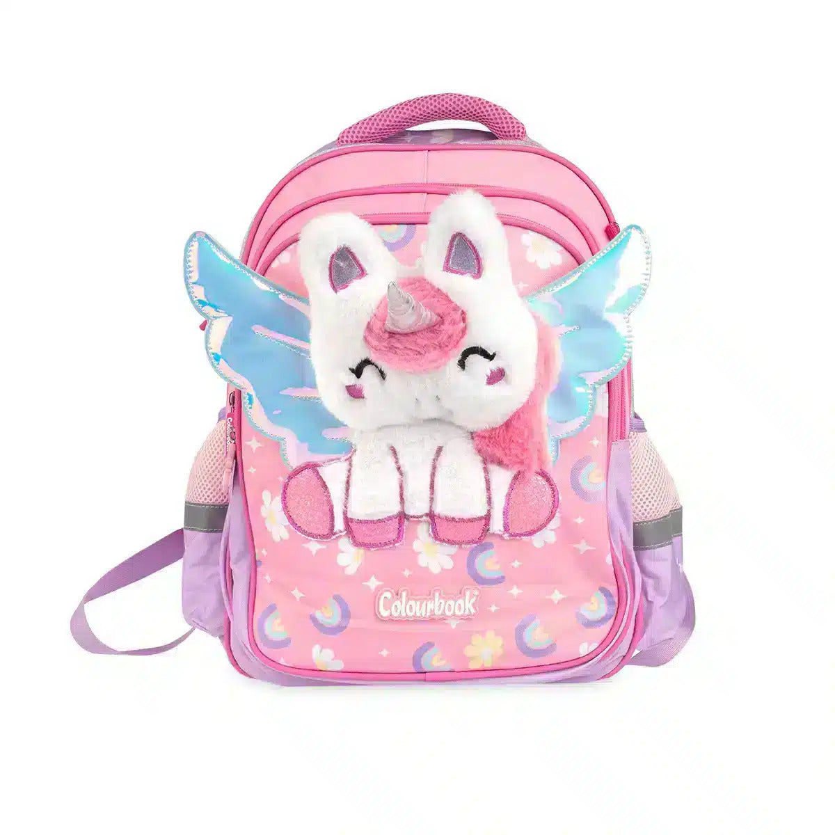 Zaino scuola con peluche in rilievo - Unicorn