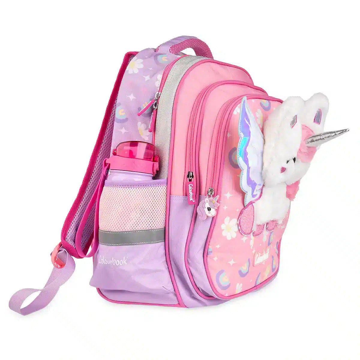 Zaino scuola con peluche in rilievo - Unicorn