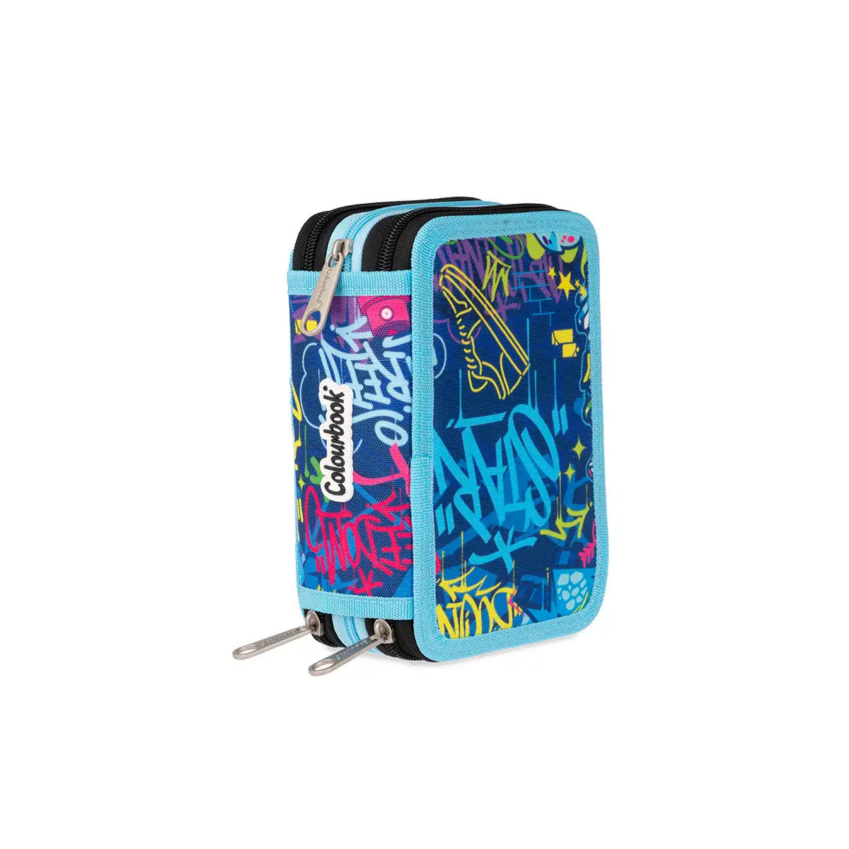 Astuccio 3 zip Urban Wave - Azzurro
